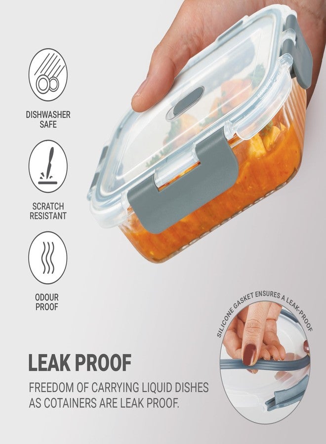 Treo By Milton Clip Fresh RIB Rectangular 370 ml Premium High Borosilicate Glass Container - Airtight, Leak-Proof, Microwave & Dishwasher Safe with Air Vent, Stackable & 100% Food Safe Design - Image 5